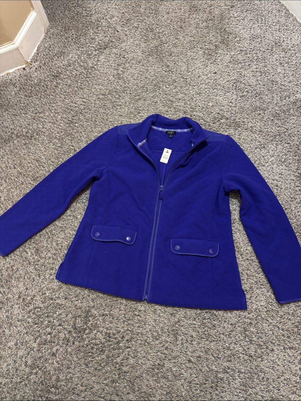 NWT Talbots Royal Blue Zip-Front Pea Coat
